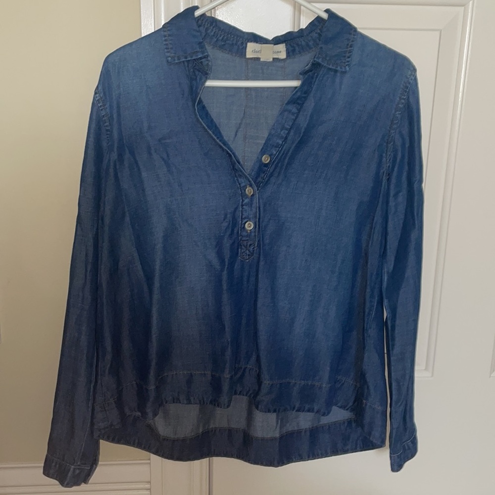 Anthropologie jean denim button down shirt collar